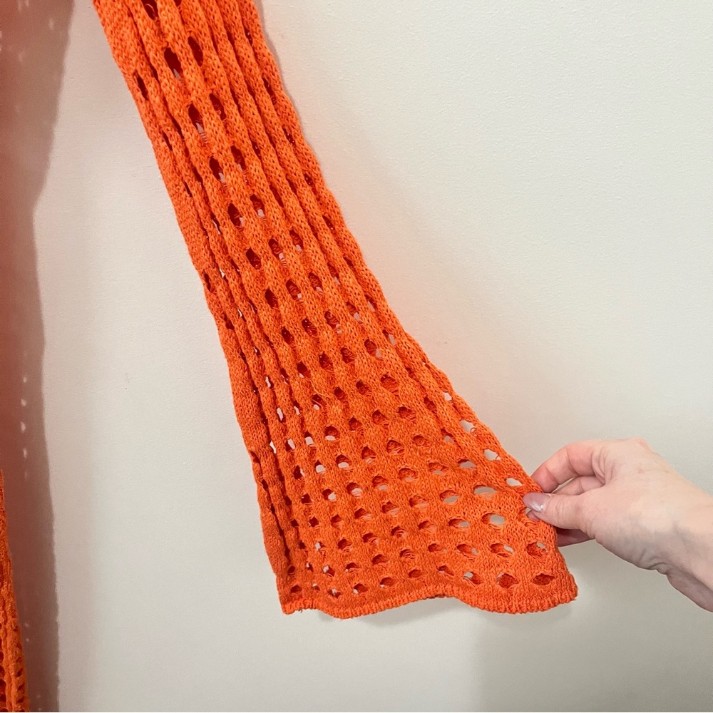 Zara Crochet Open Knit Maxi Dress Swim Coverup Orange Vacation Beachy Size Small - Picture 8 of 13